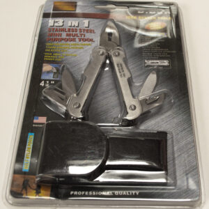 Stainless steel multi functional pocket tool: 4.5" Pliers with other functions. 13 in 1