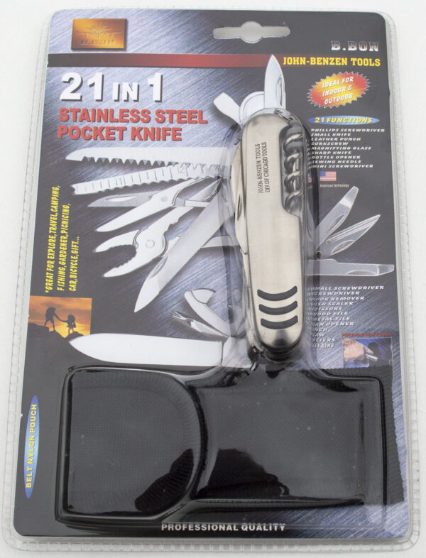 21 Inch Tool Stainless steel multi-functional pocket tool set. 21 in 1