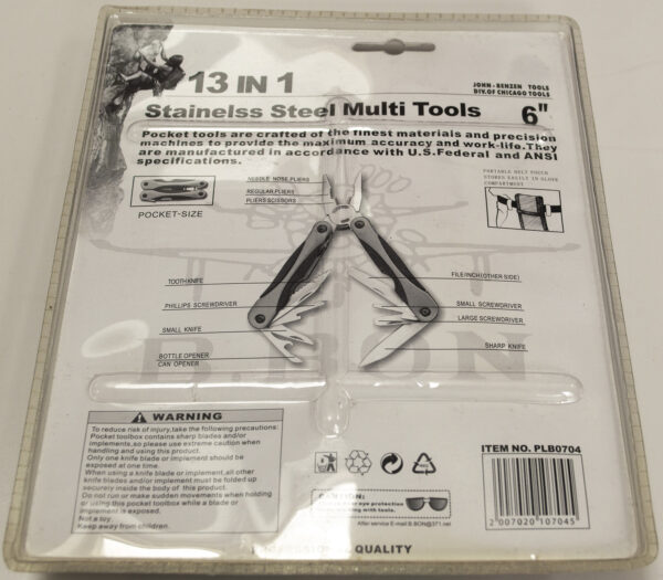 Stainless steel 6 inch needlenose pocket pliers with multi functions. 13 in 1 - Image 2