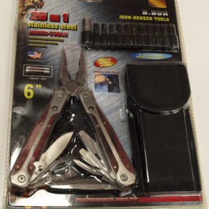 Stainless steel multi functional pocket tool: 6" needlenose pliers with other functions and a screwdriver set. 25 in 1