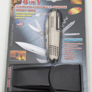 Stainless steel multi-functional pocket tool set. 8 in 1