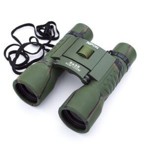 NIPON 8x35 Roof Prism Binoculars. Large Twist-Up Eyepieces. Hunter Green Camouflage