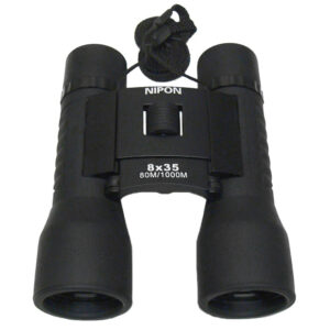 NIPON 8x35 Roof Prism Binoculars. Large Twist-Up Eyepieces (black colour)