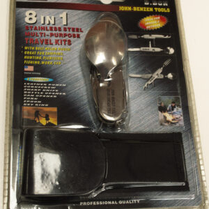 Stainless steel multi purpose travel kit. 8 in 1