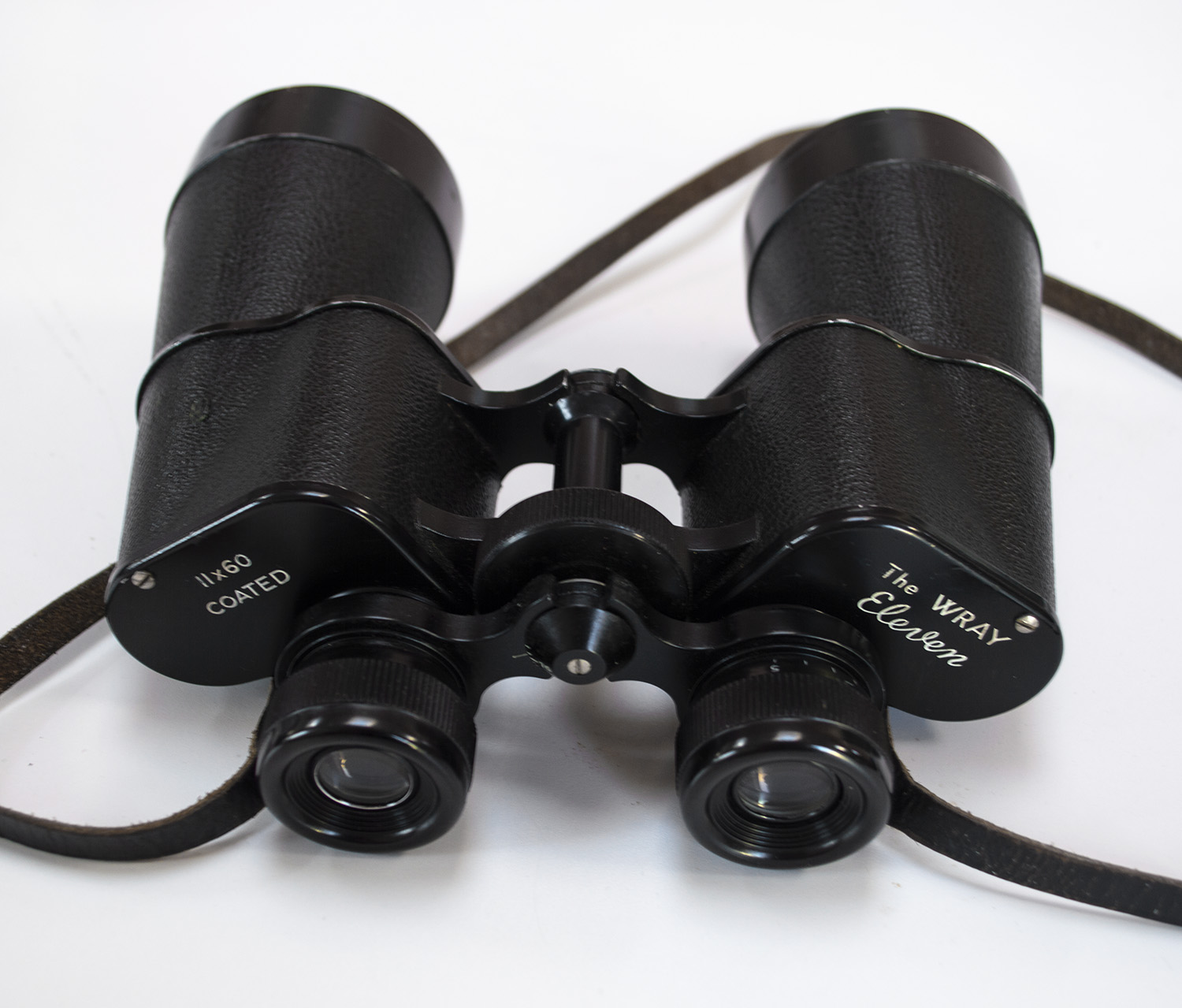 Vintage British The Wray Eleven 11x60 coated binoculars in original leather case - Image 2