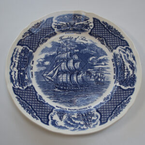 Vintage Alfred Meakin Fair Winds Blue & White Porcelain Plate