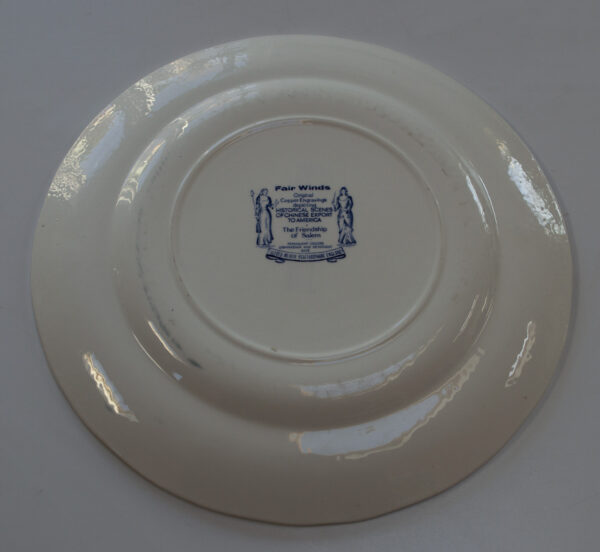 Vintage Alfred Meakin Fair Winds Blue & White Porcelain Plate. Friendship of Salem. 10.5" Diameter - Image 4