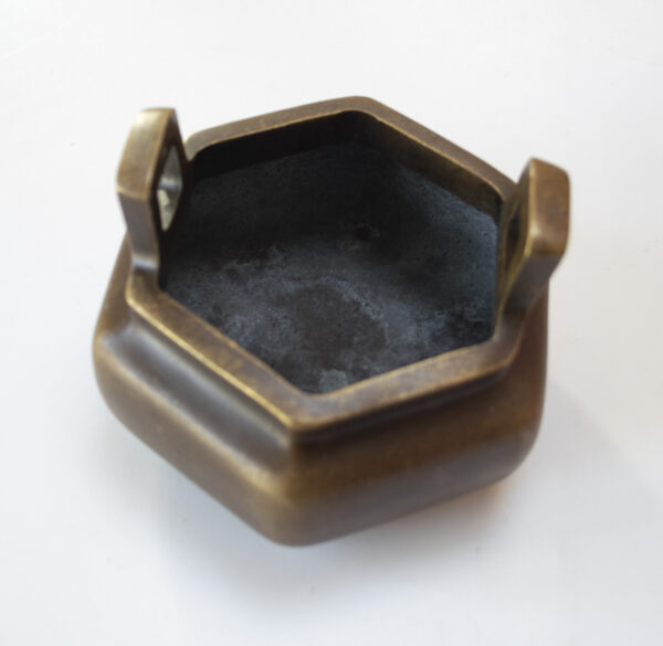 Antique hexagonal red copper incense burner / censer. 85mm high, 114mm wide - Image 4