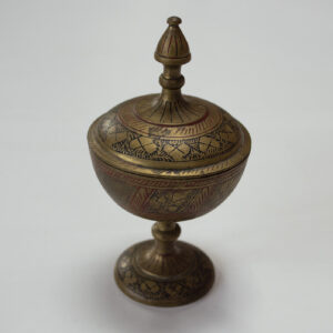 Rare Antique Lidded and Chiselled Brass Indian Cup