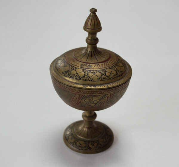 Rare Antique Lidded and Chiselled Brass Indian Cup