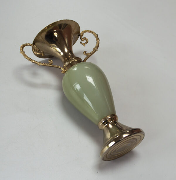 Vintage Onyx and Brass Single Rose Vase or Candle Holder. 22cm / 8.7" High - Image 3