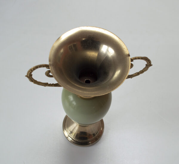 Vintage Onyx and Brass Single Rose Vase or Candle Holder. 22cm / 8.7" High - Image 4