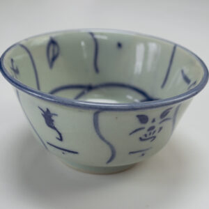 Vintage blue white floral porcelain bowl.