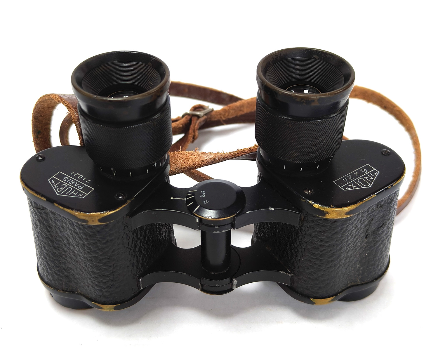 Rare French INDIX 6X24 HUET PARIS 1926 Military Binoculars. Individual Eyepiece Focusing - Image 2