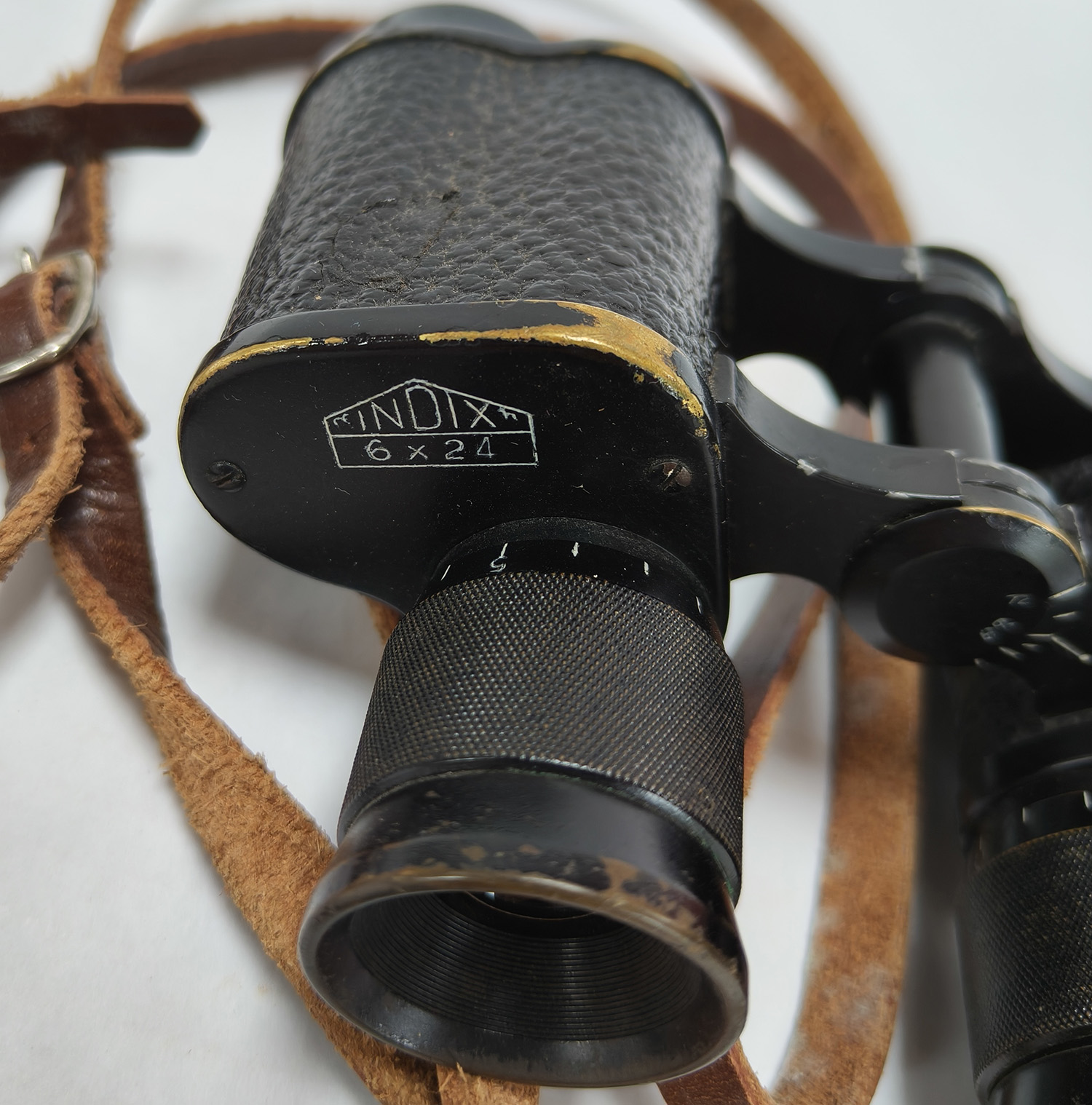 Rare French INDIX 6X24 HUET PARIS 1926 Military Binoculars. Individual Eyepiece Focusing - Image 6