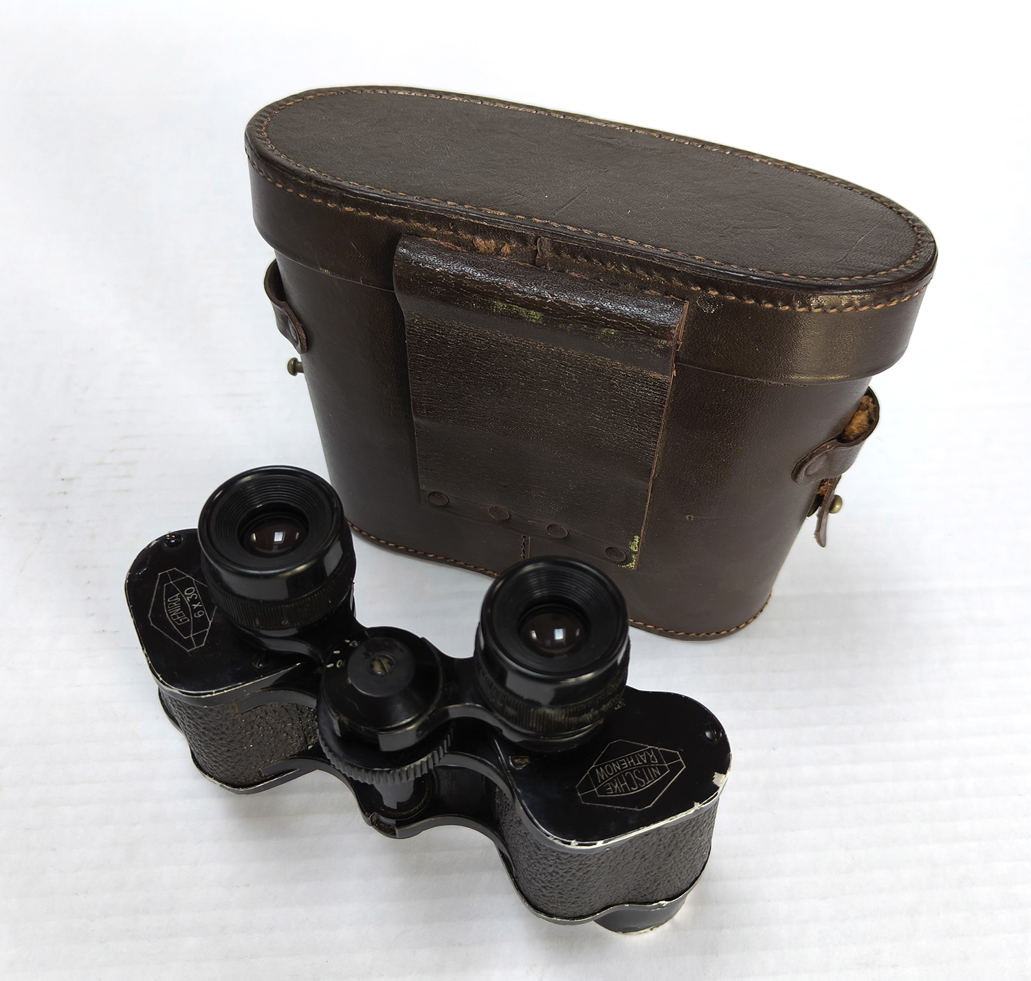 Rare Vintage German Nitschke Rathenow Genira 6x30 Binoculars with Leather Case - Image 2