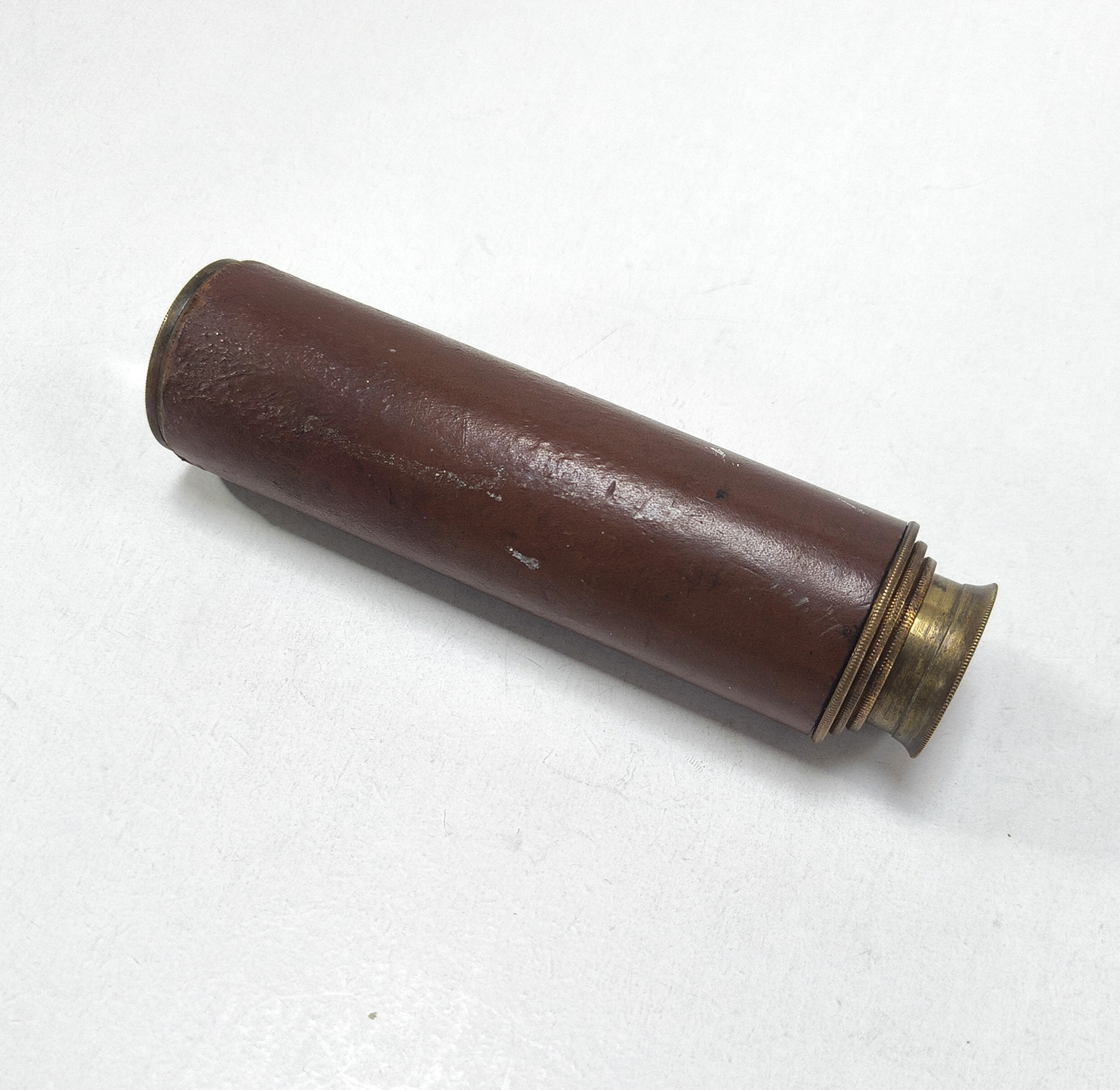 Britannic BC & Co. 3-Draw 15x Brass Leather Binding Telescope