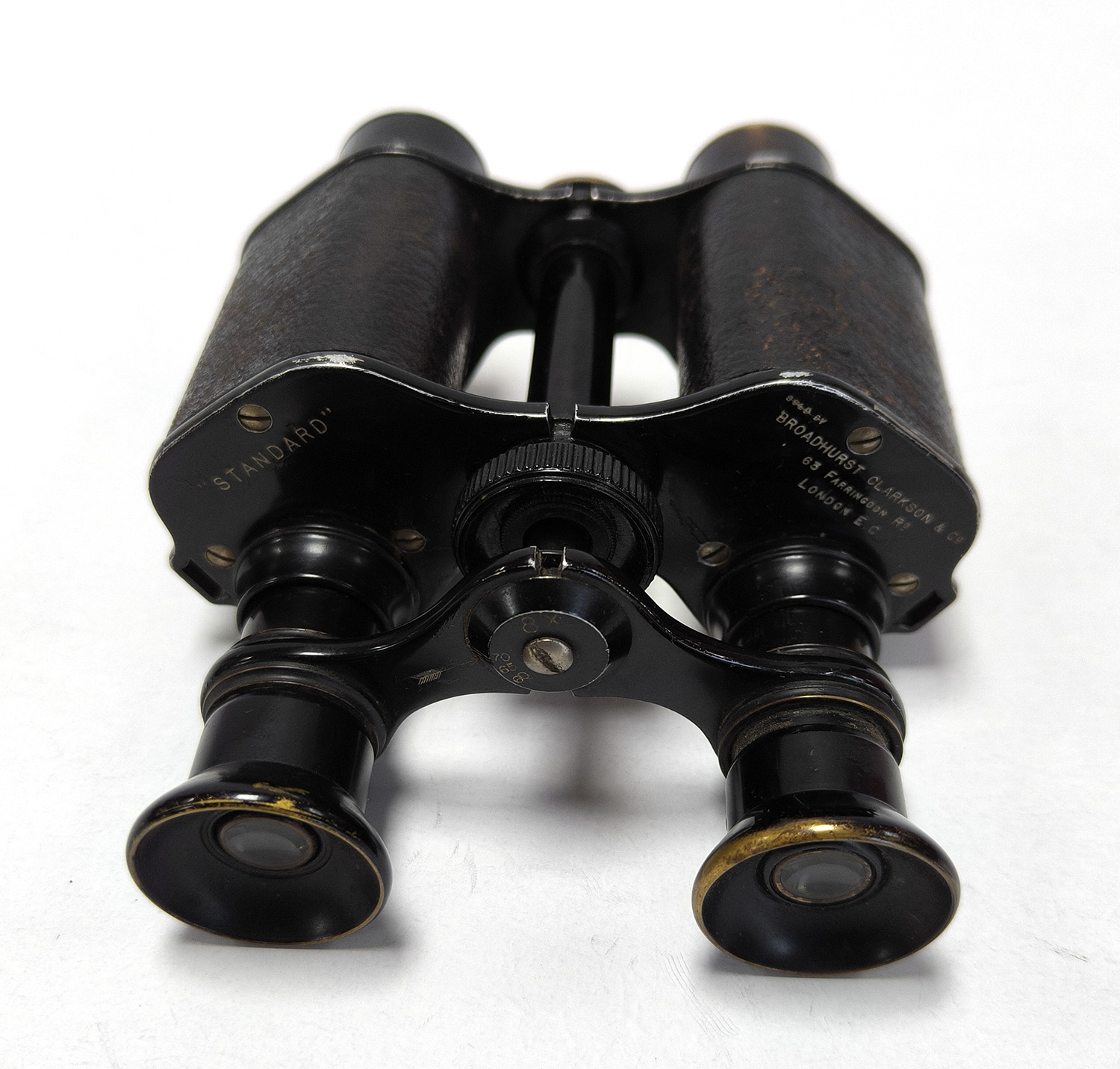 Broadhurst Clarkson 8x20 "Standard" Binoculars with leather case. WW1? - Image 3