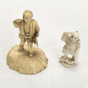 Pair of Vintage Japanese Hand-Carved Ivory Miniature Figurine