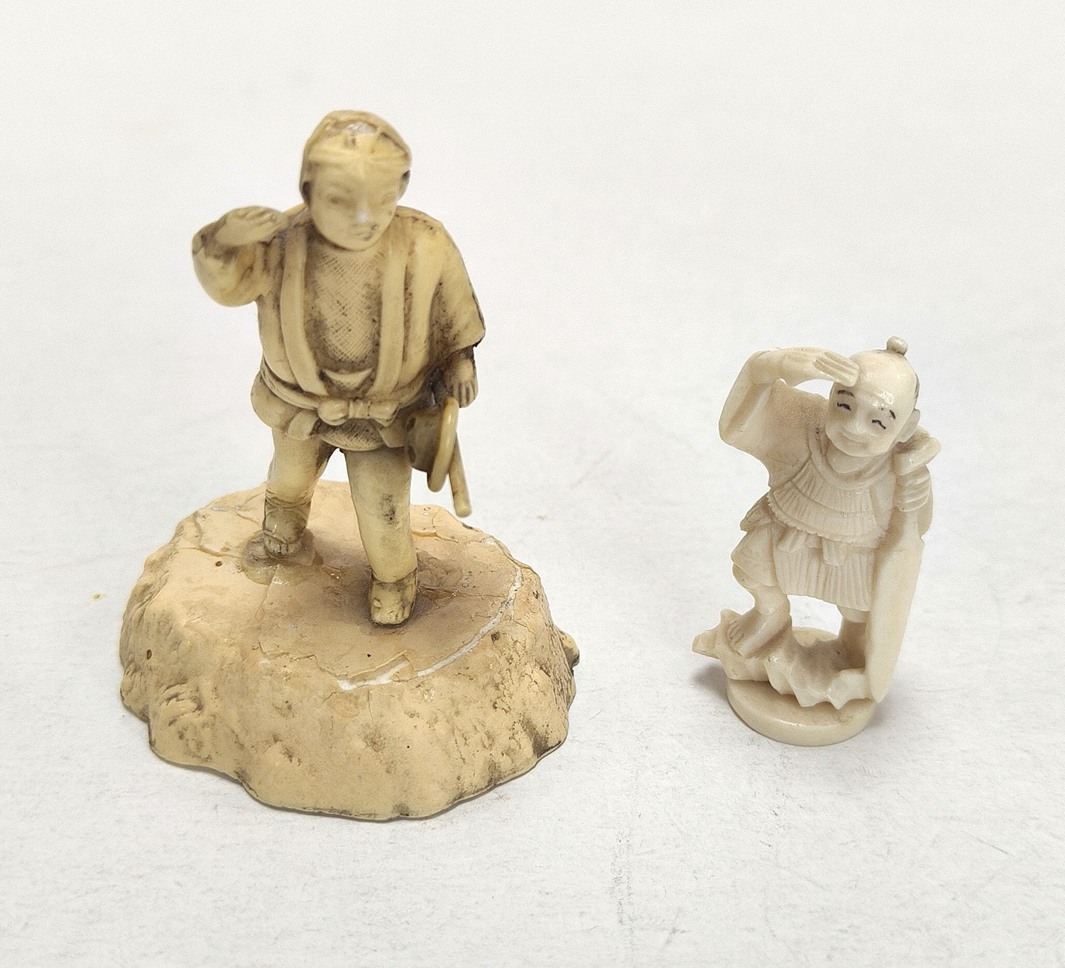 Pair of Vintage Japanese Hand-Carved Ivory Miniature Figurine
