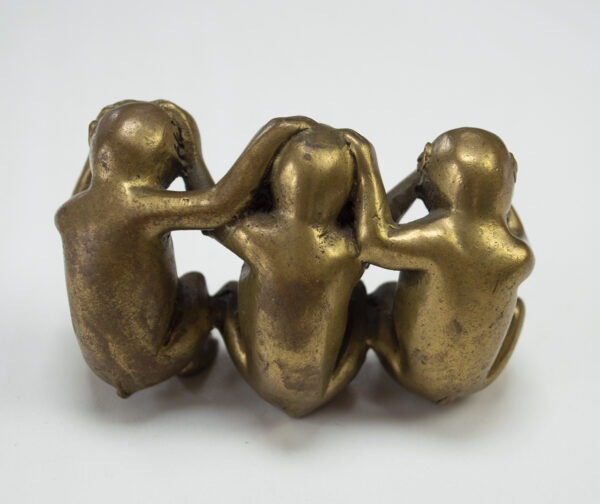 Vintage Brass "See No Evil, Hear No Evil, Speak No Evil" Three Wise Monkeys - Image 2