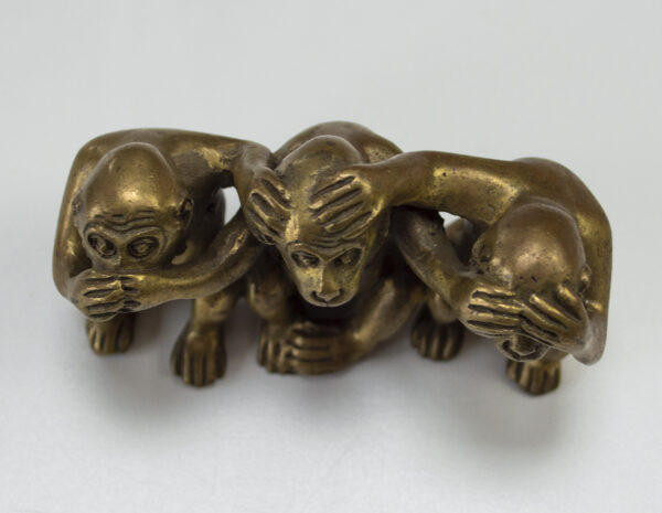 Vintage Brass "See No Evil, Hear No Evil, Speak No Evil" Three Wise Monkeys - Image 3