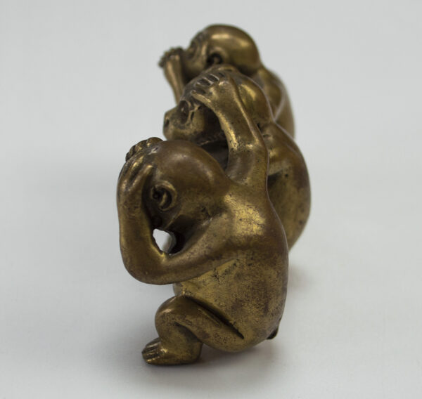 Vintage Brass "See No Evil, Hear No Evil, Speak No Evil" Three Wise Monkeys - Image 4