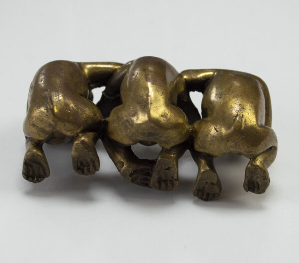 Vintage Brass "See No Evil, Hear No Evil, Speak No Evil" Three Wise Monkeys - Image 5
