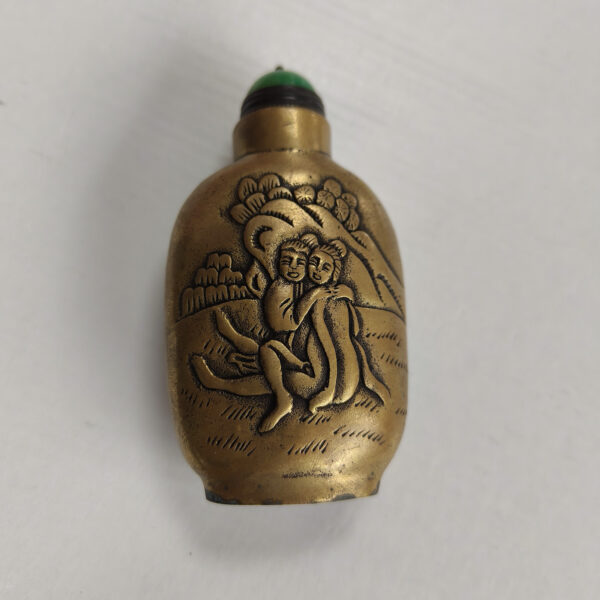 Rare vintage brass snuff bottle. 76mm high - Image 2