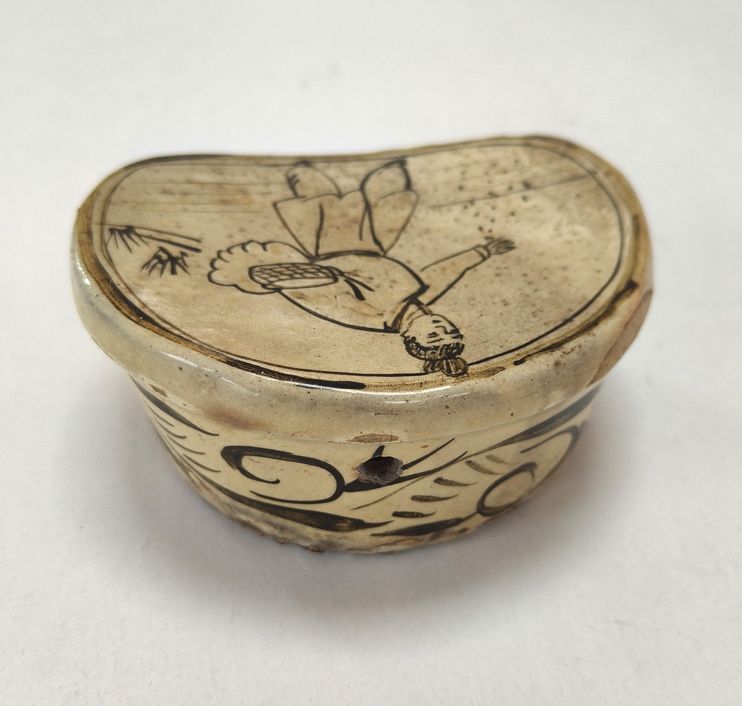 Vintage Handcrafted Ceramic Box with Asian-Inspired Art - Unique Sower Design - Image 2