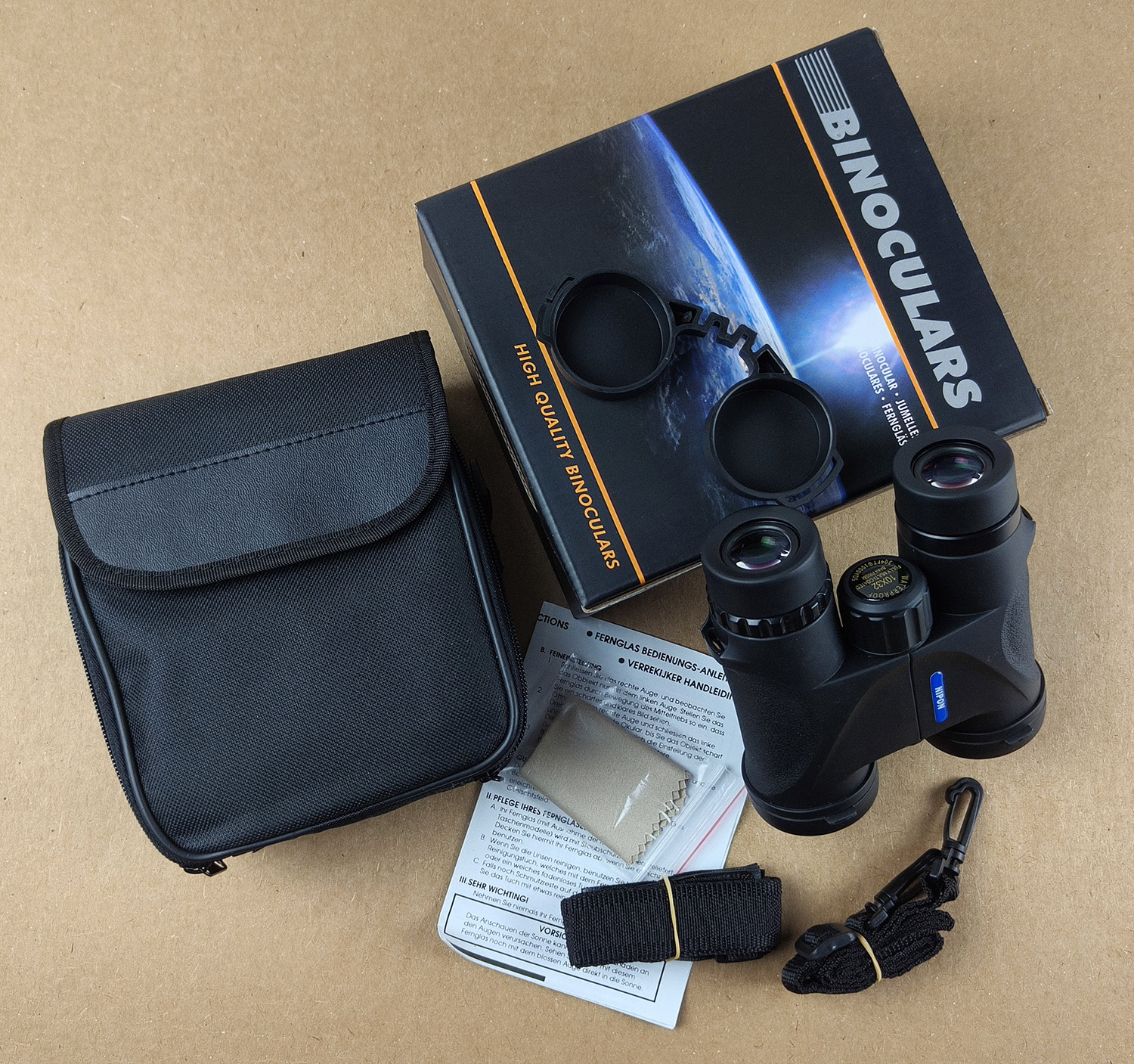 NIPON 10x32 Waterproof and Fogproof Birdwatching Binoculars. 10x Magnification, 32mm Objectives. Large 21mm Eyepieces. Brand New - Image 6