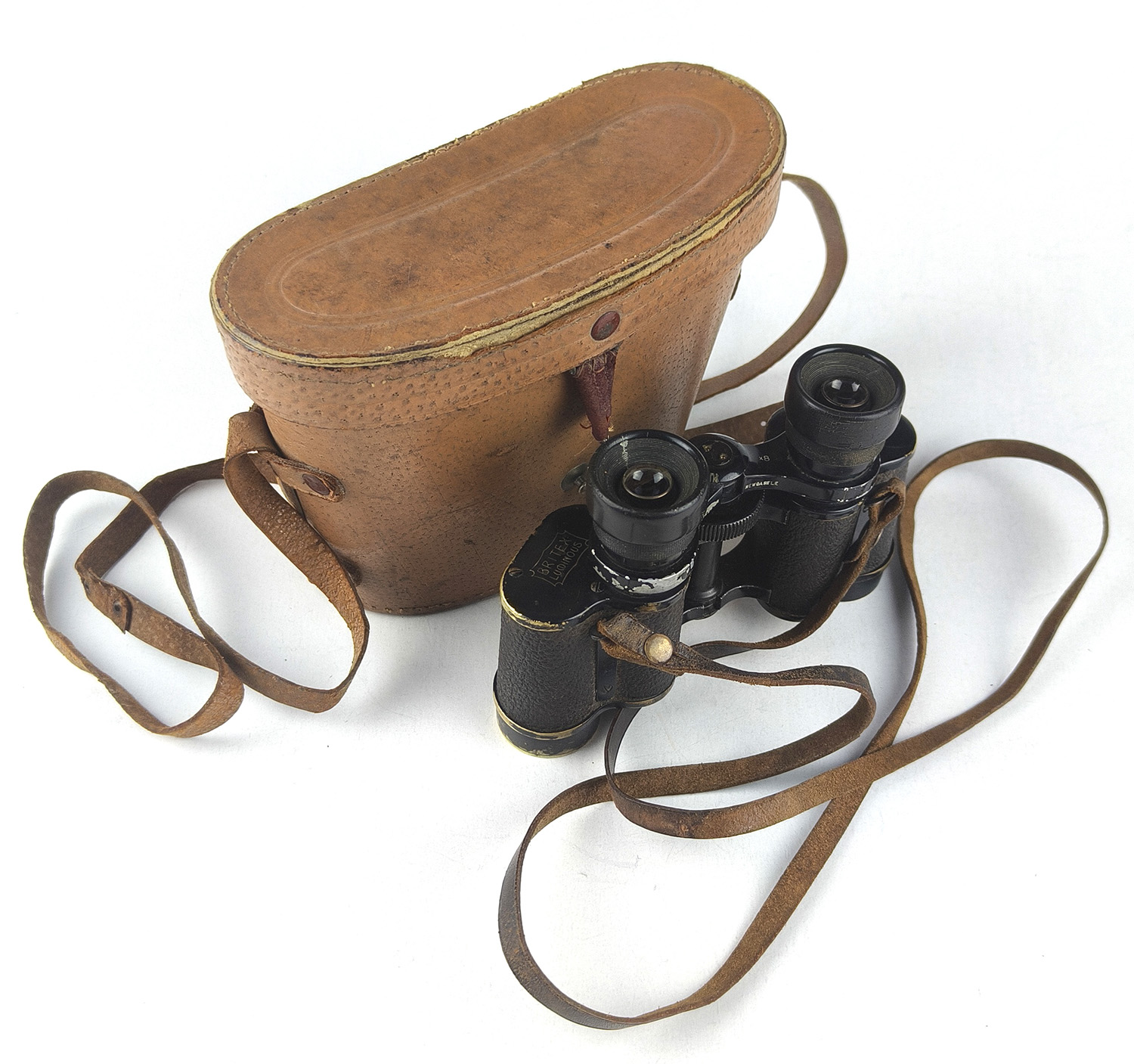 Vintage Britex Luminous 8x Binoculars by Groos Ltd. London. Leather Case Included - Image 6