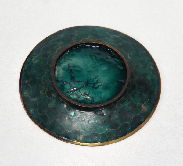 Antique Cloisonné Enamel Plate Floral & Fruit Design