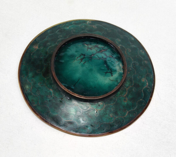 Antique Cloisonné Enamel Plate Floral & Fruit Design