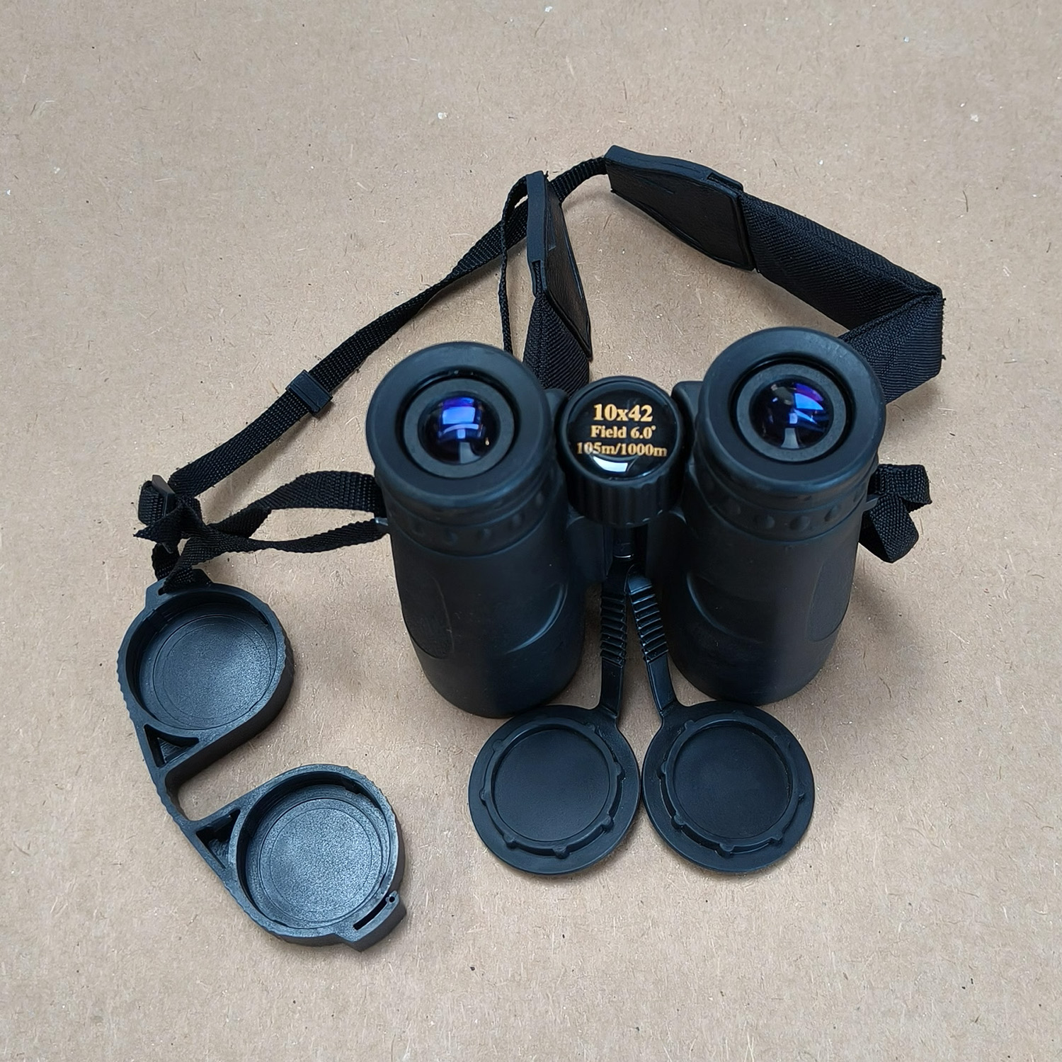 This is a pair of 10x42 nitrogen filled waterproof and fogproof binoculars with 10x magnification and 42mm objective lens.