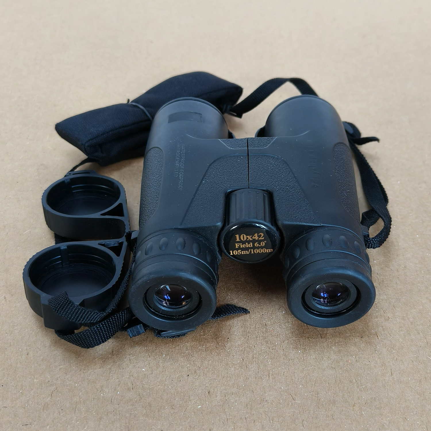 This is a pair of 10x42 nitrogen filled waterproof and fogproof binoculars with 10x magnification and 42mm objective lens.