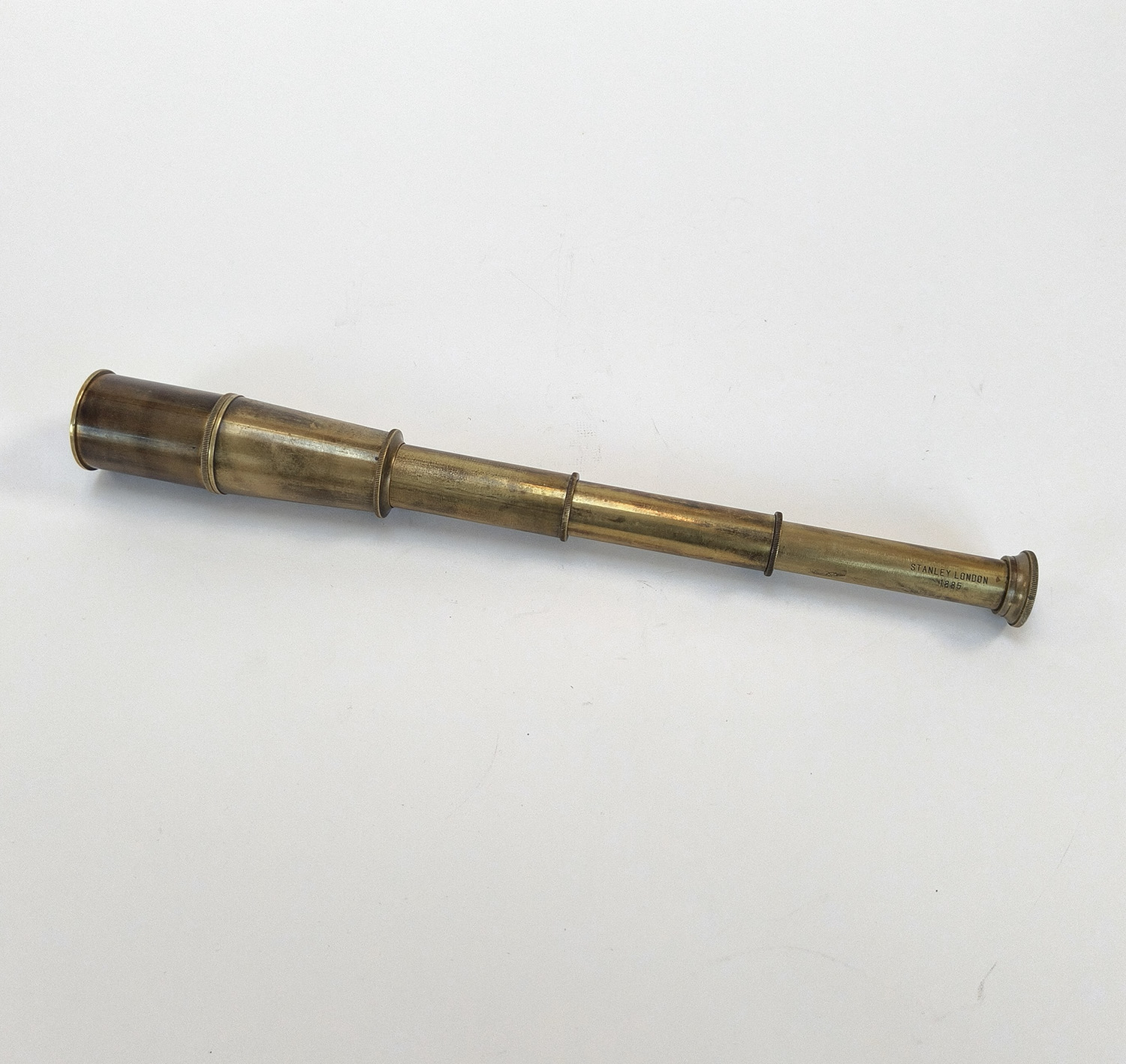 Stanley London 1885 Brass 3-Draw Nautical Telescope