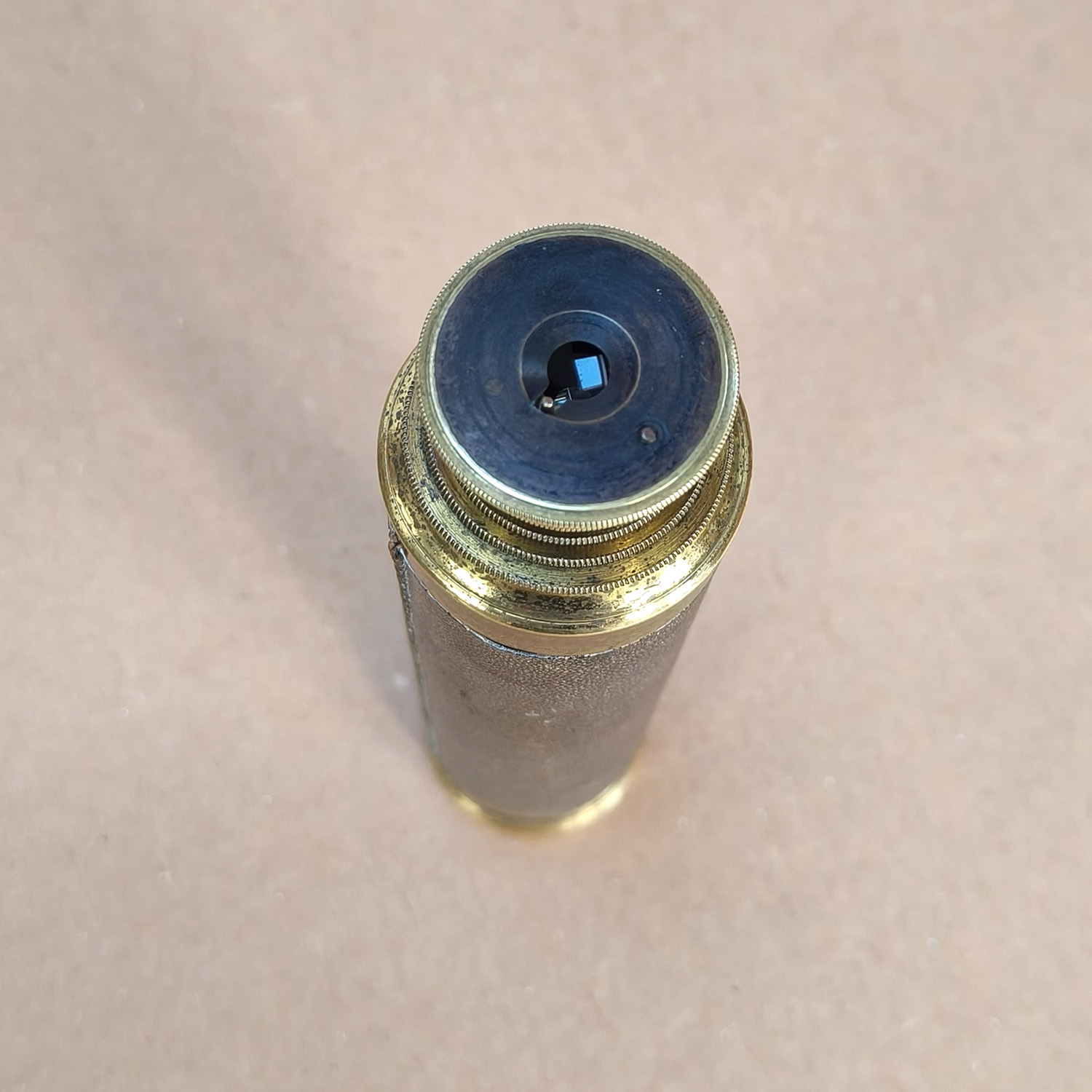 Vintage 3-Draw Brass & Leather Telescope