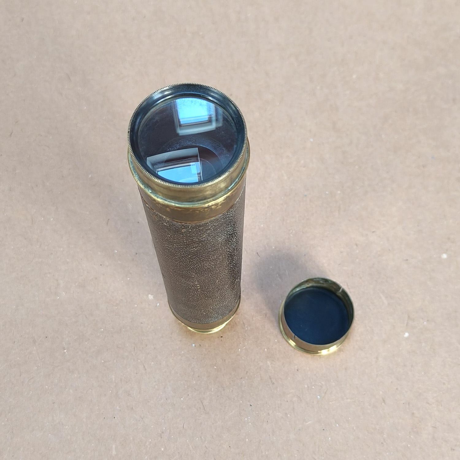 Vintage 3-Draw Brass & Leather Telescope