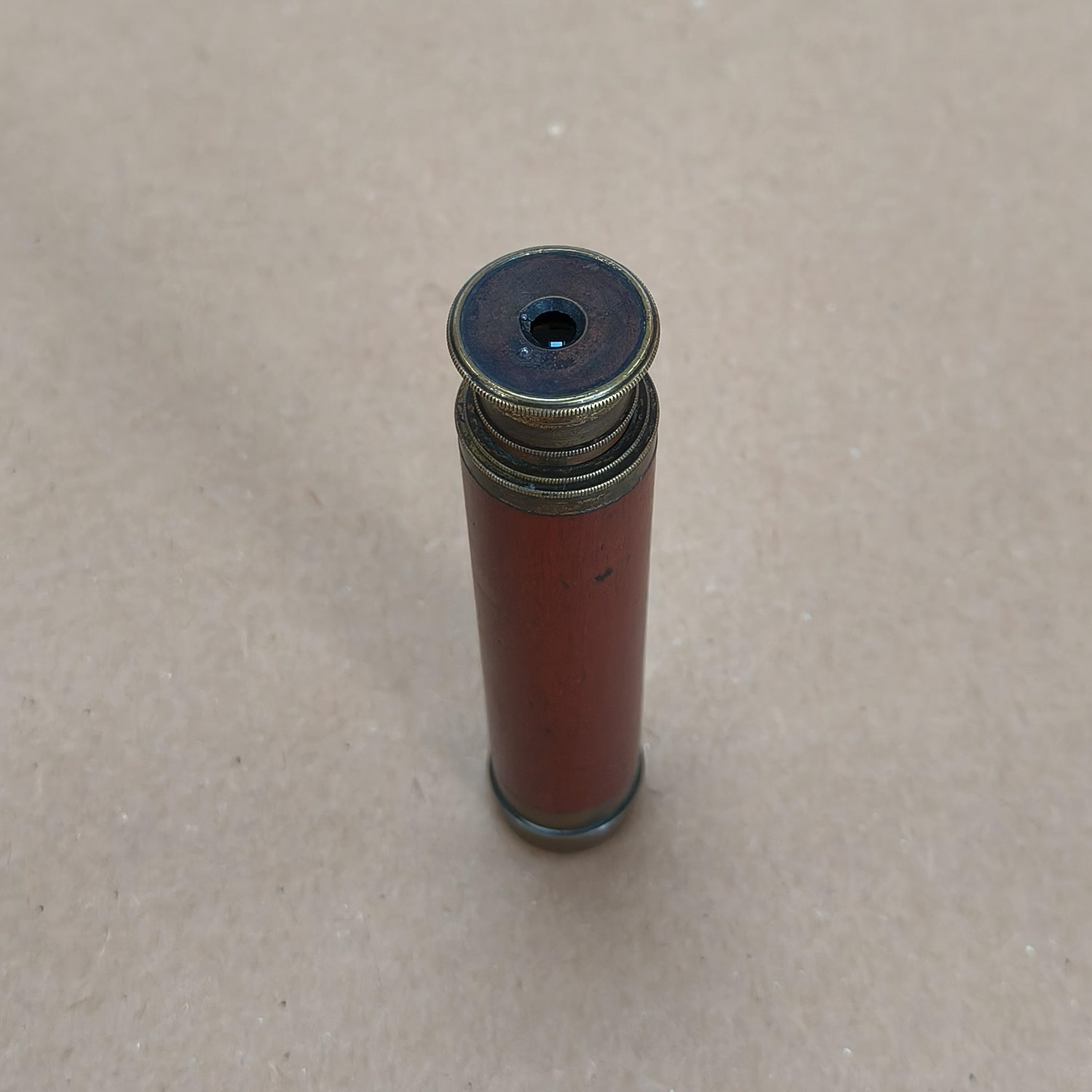 Vintage 3-Draw Brass & Wood Pocket Telescope