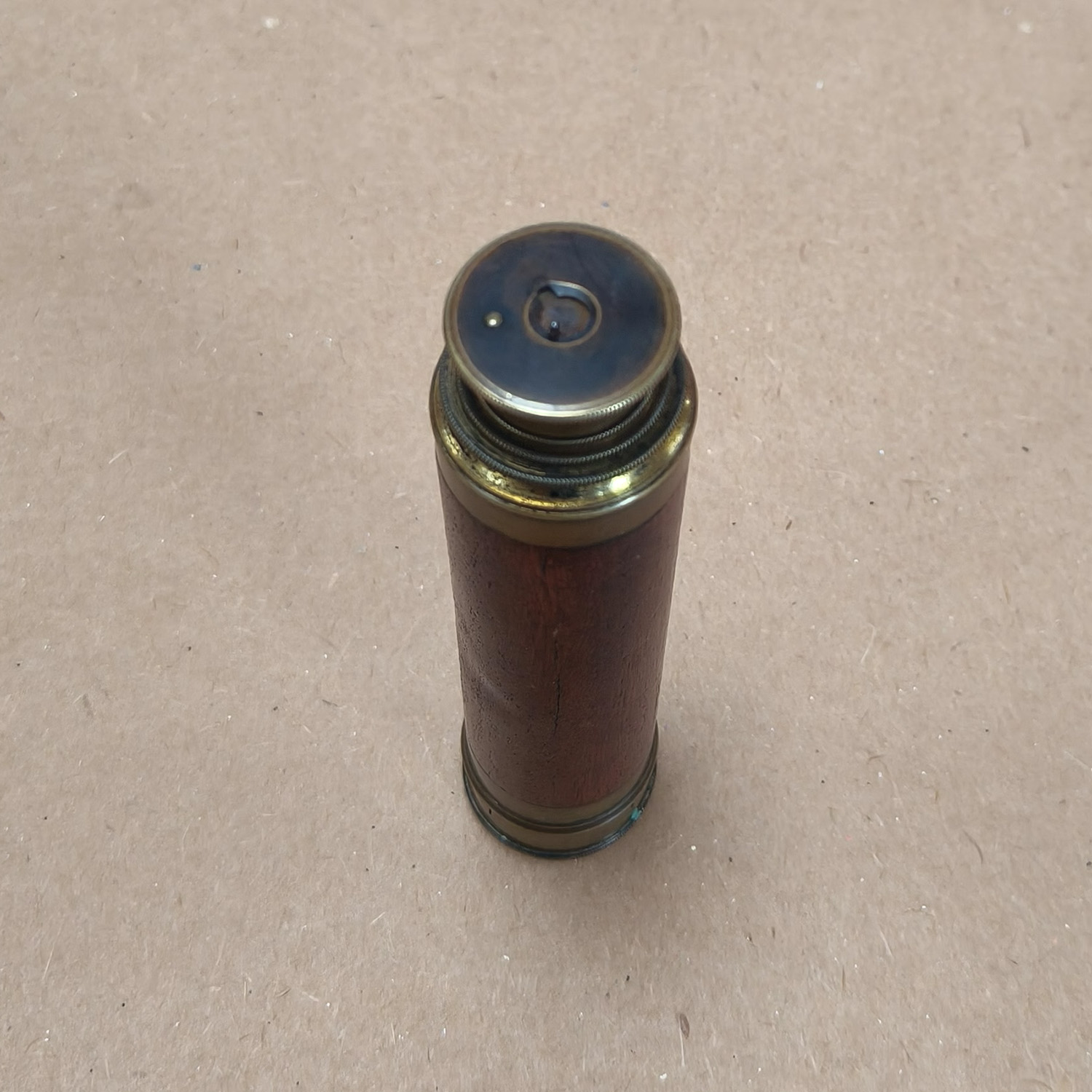 Vintage 3-Draw Brass & Wood Pocket Telescope