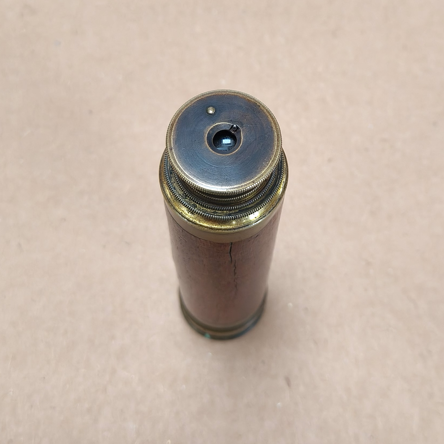 Vintage 3-Draw Brass & Wood Pocket Telescope