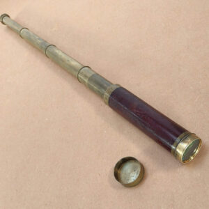 Antique 4-Draw Brass Telescope with Wooden Barrel