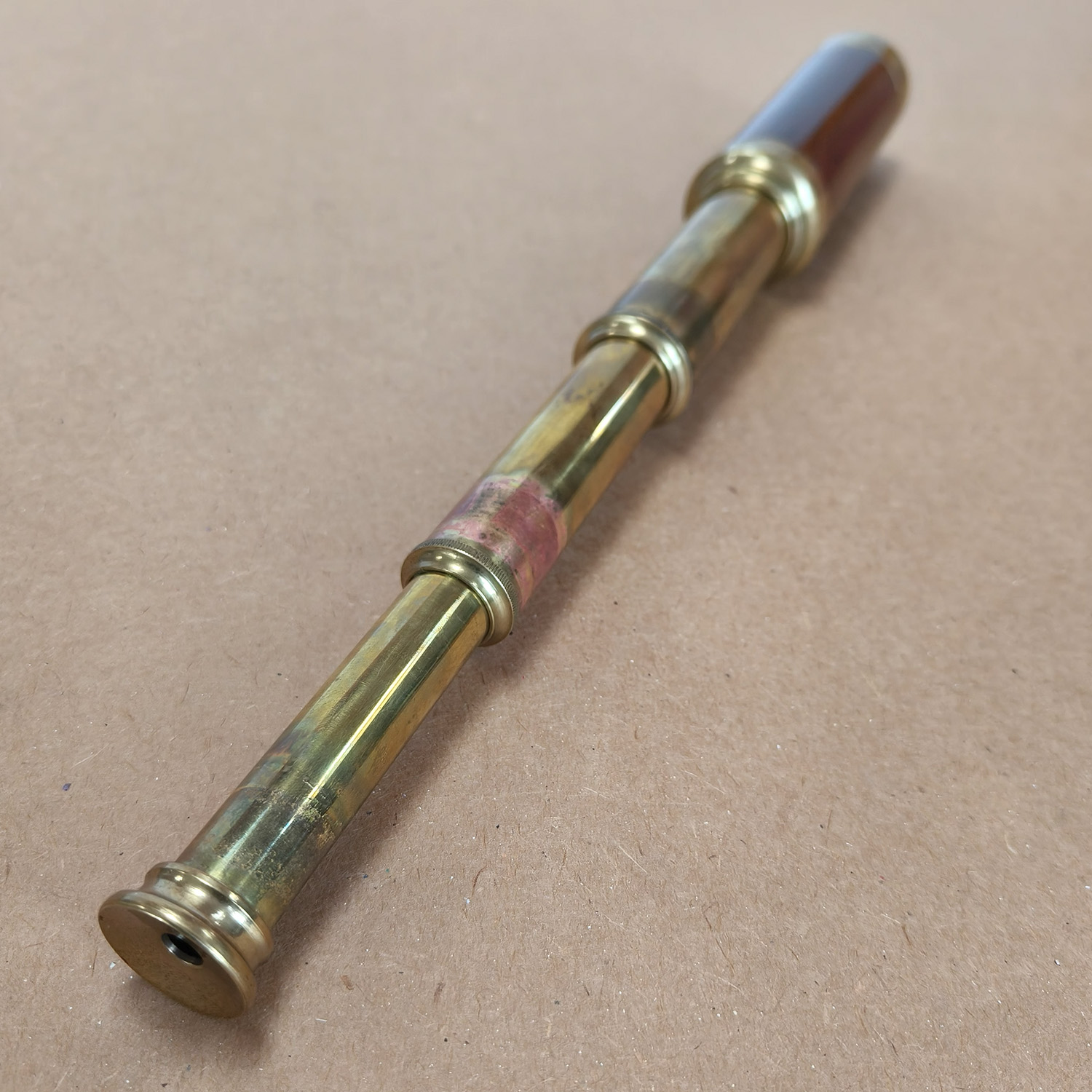 Vintage Brass & Wood 3-Draw Handheld Telescope