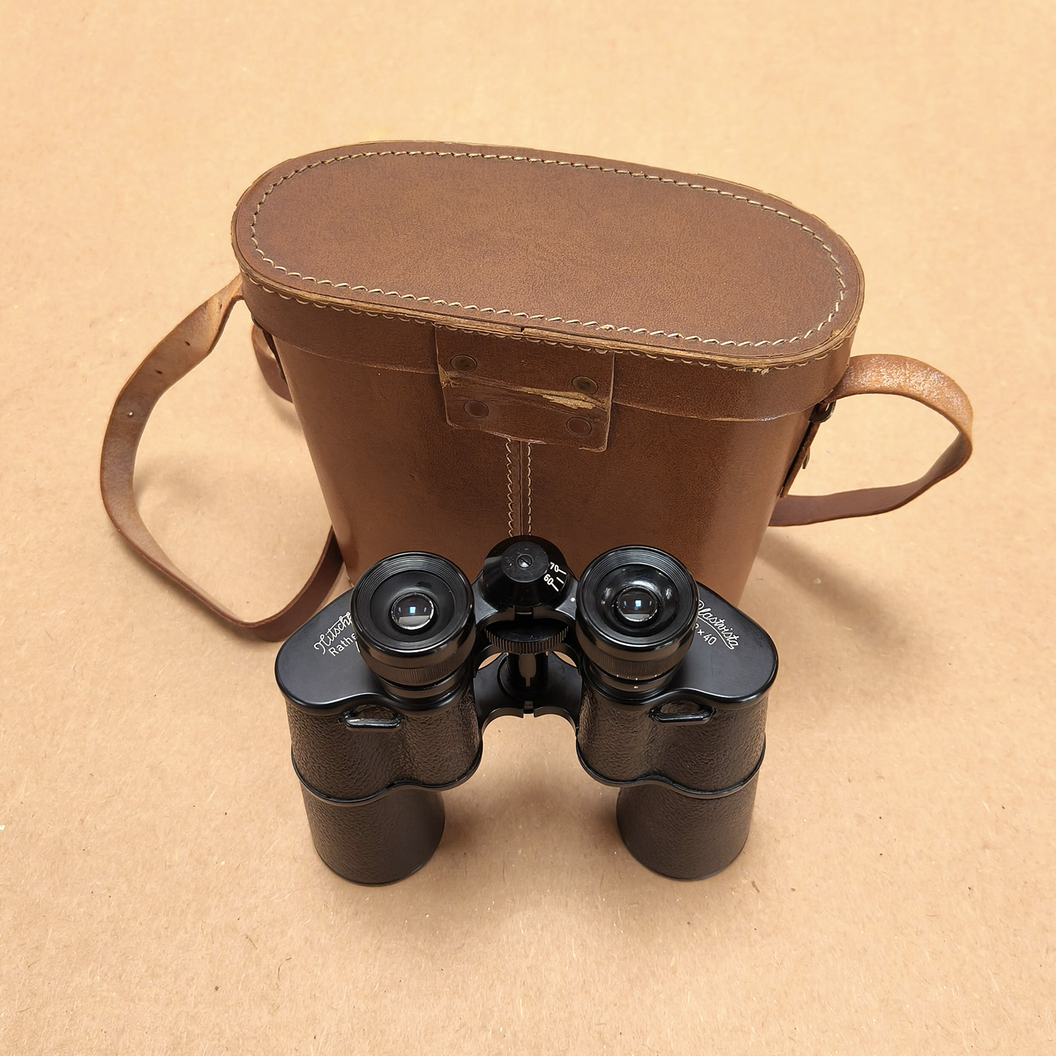 Vintage Nitschke Rathenow Plastvista 12x40 German Binoculars
