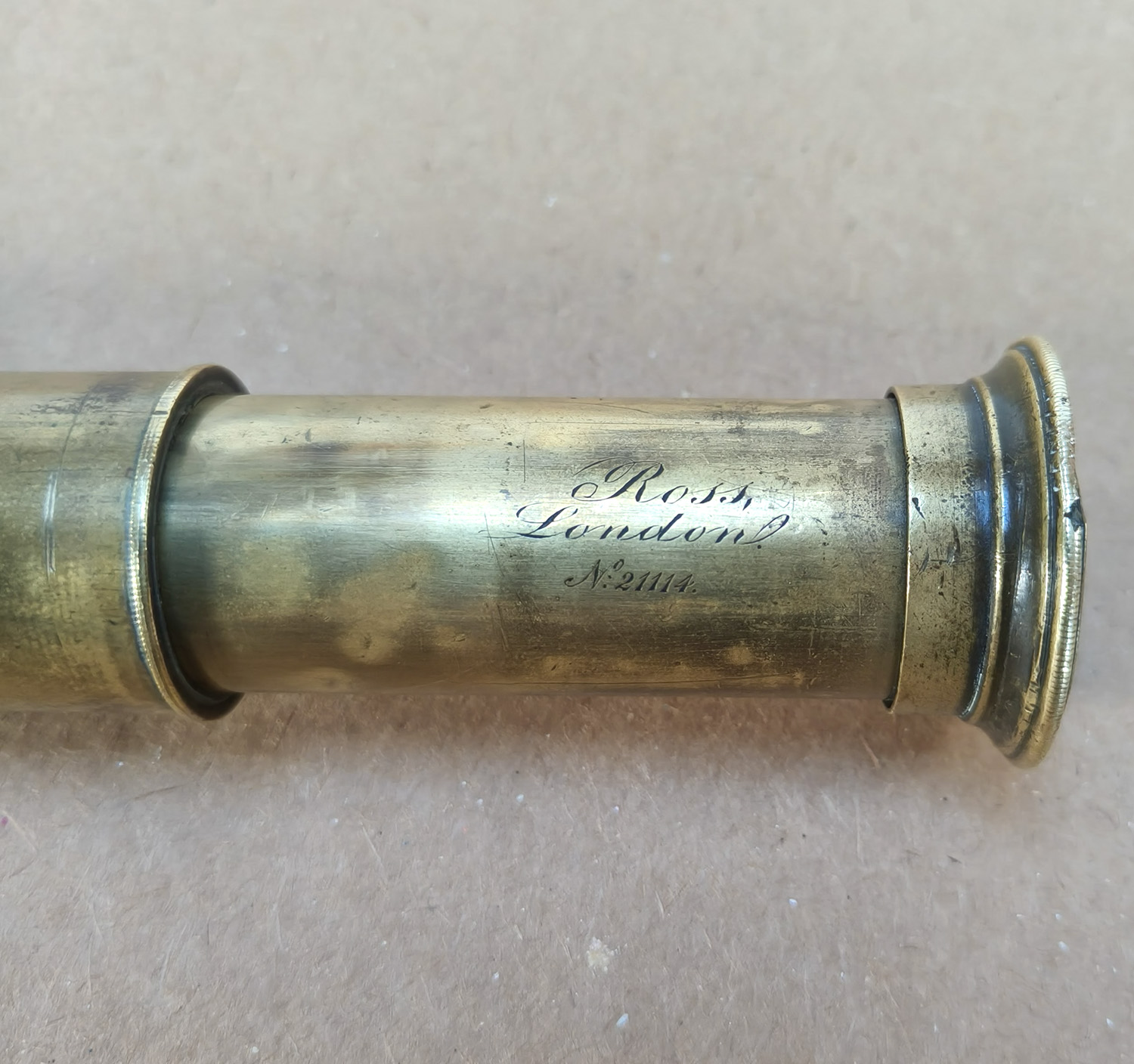 Antique Ross London Brass 2-Draw Telescope