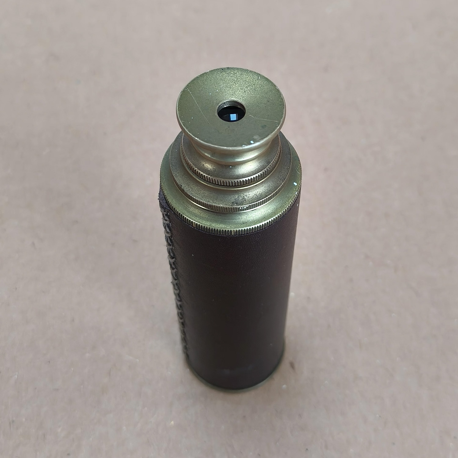 Vintage Brass & Leather 3-Draw Pocket Telescope_