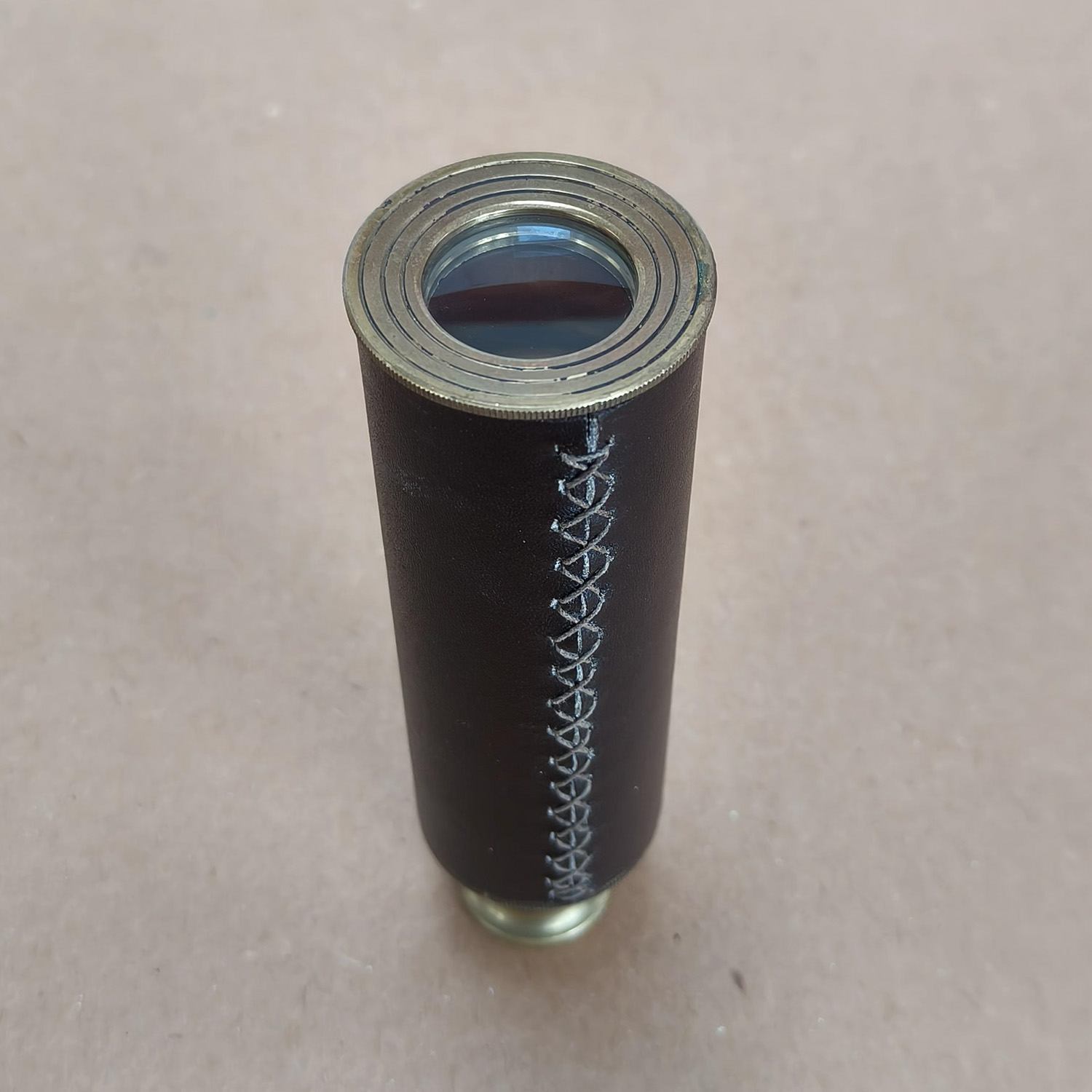 Vintage Brass & Leather 3-Draw Pocket Telescope_