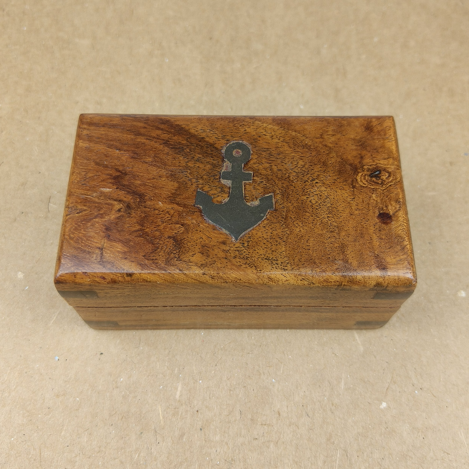 Vintage 2-Draw Brass Pocket Telescope Spyglass + Wooden Anchor Box