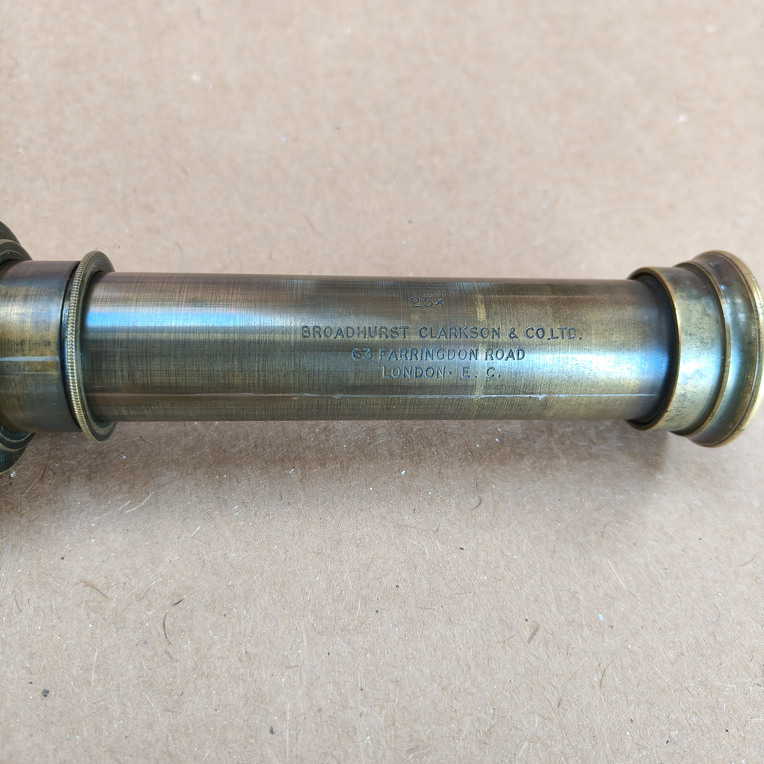 Broadhurst Clarkson London 25× Brass 3-Draw Telescope
